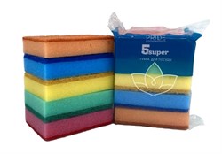 Губки бытовые для посуды 5шт/уп Супер 1487 - фото 11727