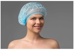 Шапочка Шарлотка медицинская голубая 50 шт/уп Чистовье 603-204
