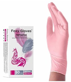 Перчатки нитриловые розовые  размер S 50/пар FOXY GLOVES ЧЗ 77420