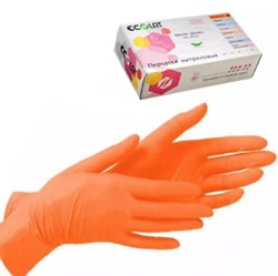 Перчатки нитриловые смотровые ECOLAT оранжевые S 50 пар/уп - фото 11464