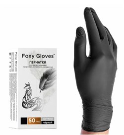 Перчатки нитриловые черные  размер M 50/пар FOXY GLOVES 74806
