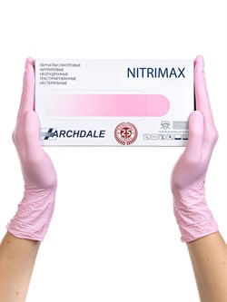 Перчатки нитриловые розовые  размер М 50/пар NitriMax - фото 7534