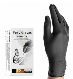 Перчатки нитриловые черные  размер S 50/пар FOXY GLOVES - фото 7987