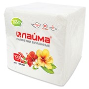 Салфетки бумажные однослойные 100шт/уп белые 159-337